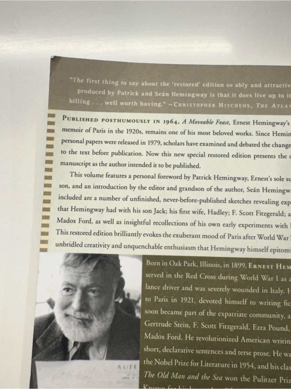 Ernest Hemingway A Moveable Feast: Restored Edition (2010, TPB) Scribner Eng